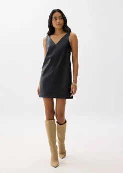 Reversible Vegan Leather Shift Mini Dress