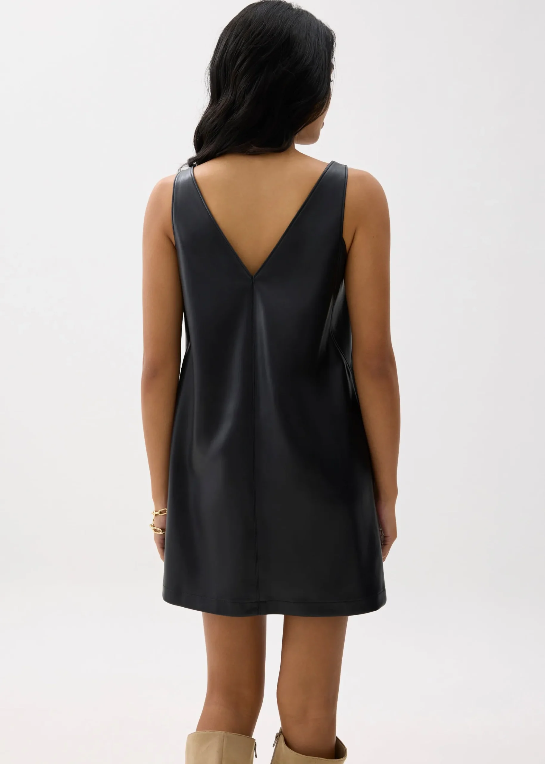 Reversible Vegan Leather Shift Mini Dress