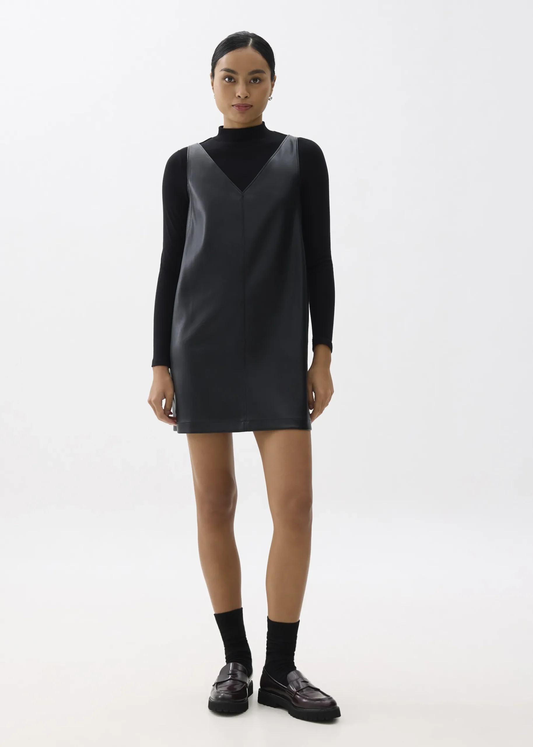 Reversible Vegan Leather Shift Mini Dress