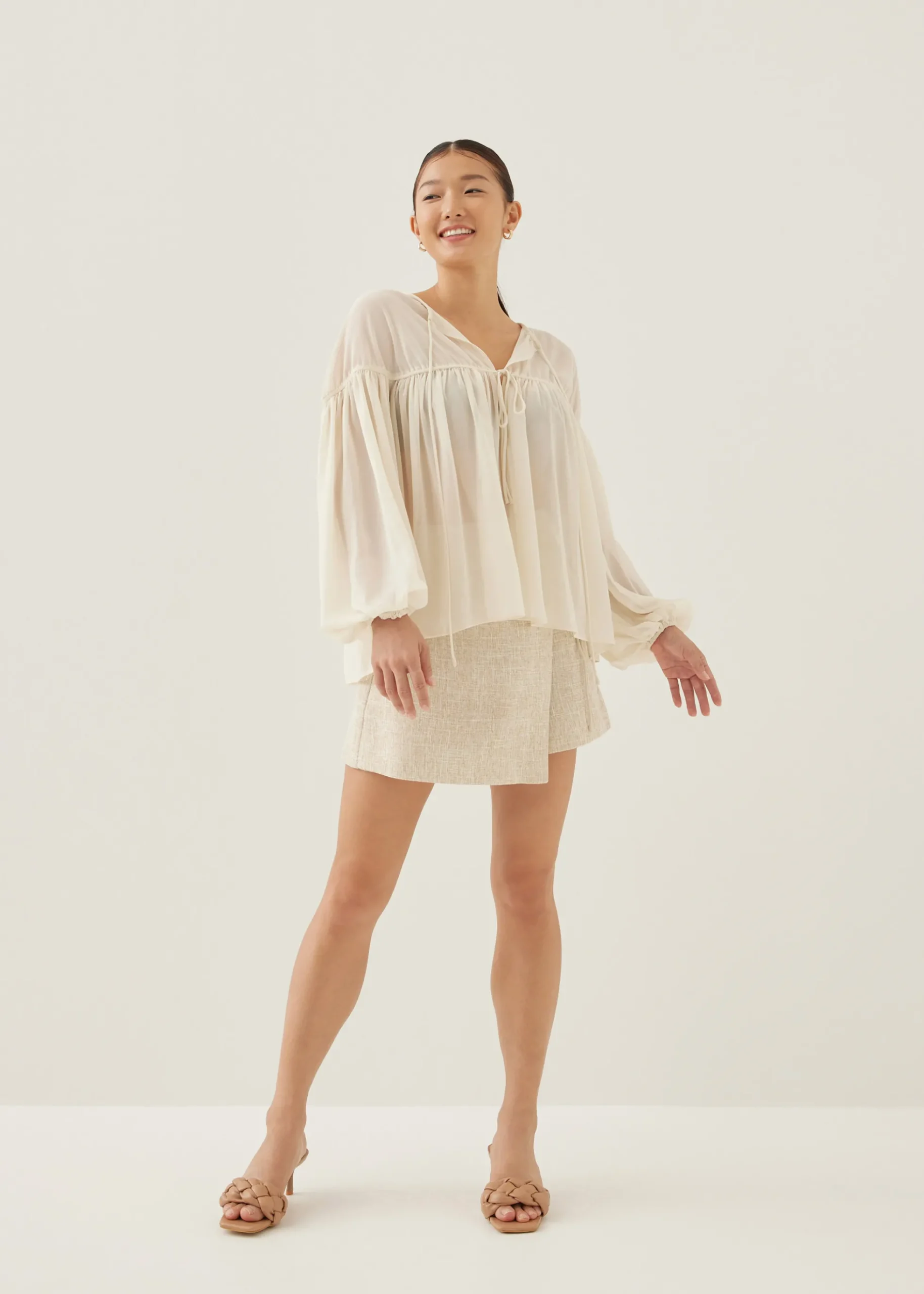 Rhiane Sheer Puff Sleeve Blouse