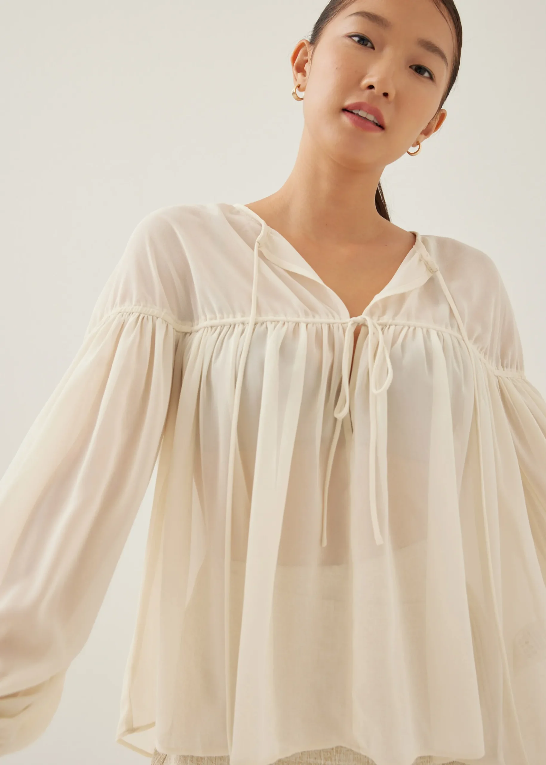 Rhiane Sheer Puff Sleeve Blouse