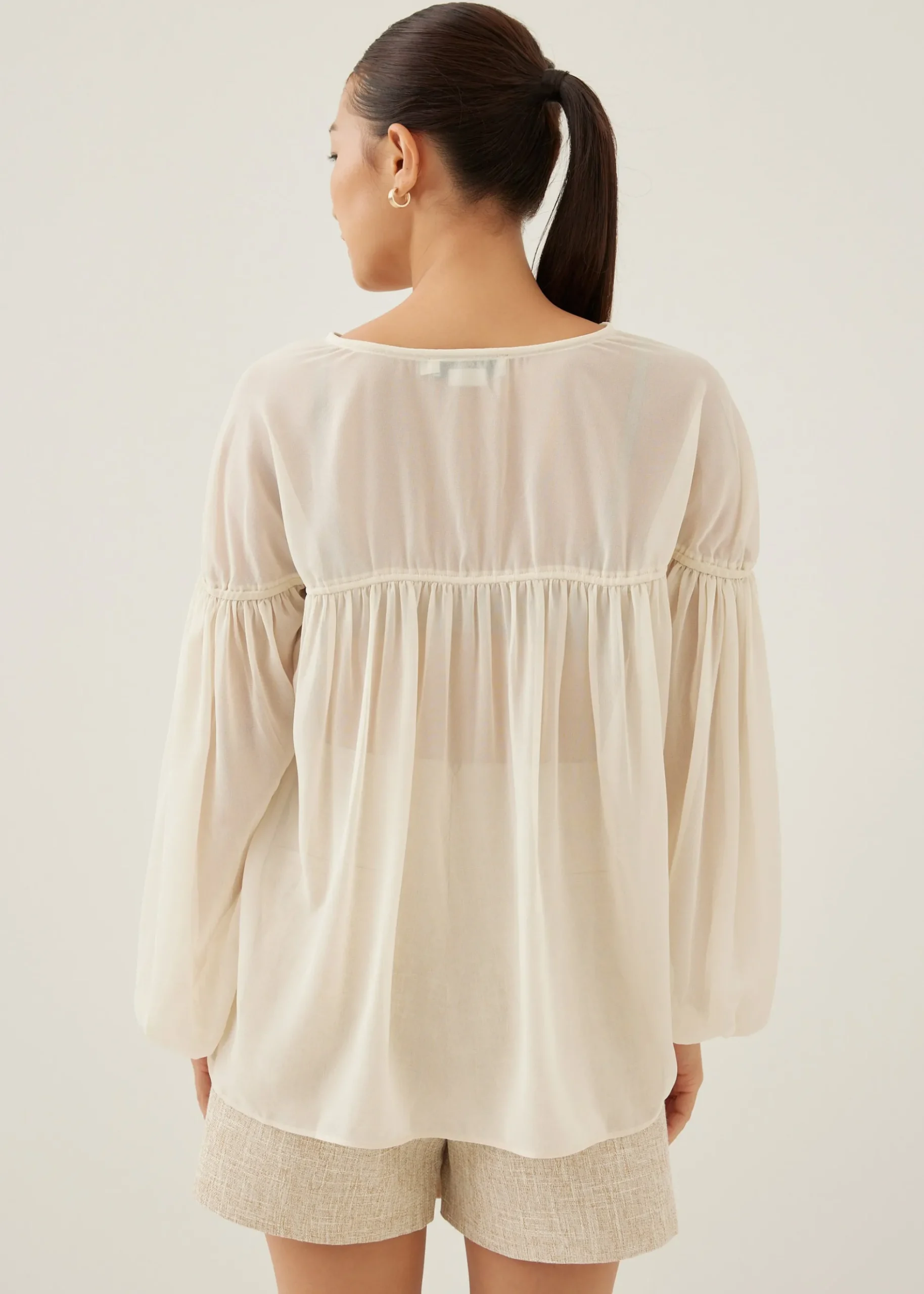 Rhiane Sheer Puff Sleeve Blouse