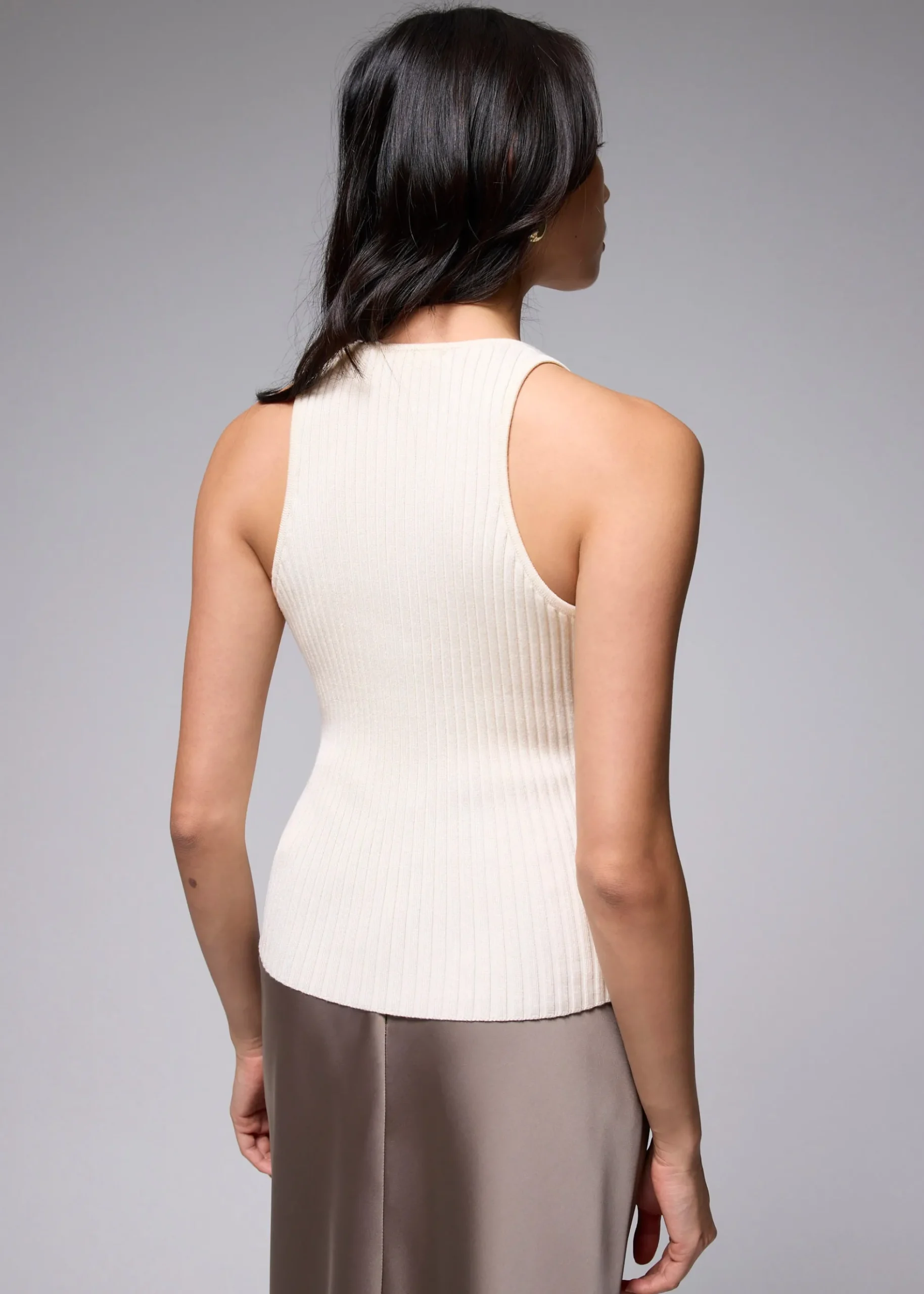 Ribbed Knit V-neck Fitted Tank Top