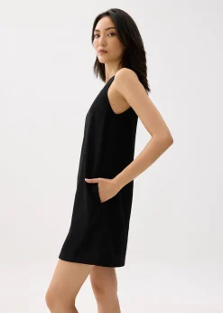 Ribbed Scoop Neck Shift Mini Dress