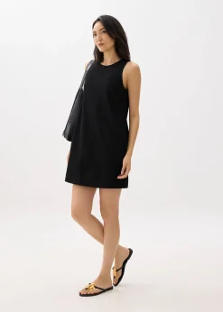 Ribbed Scoop Neck Shift Mini Dress