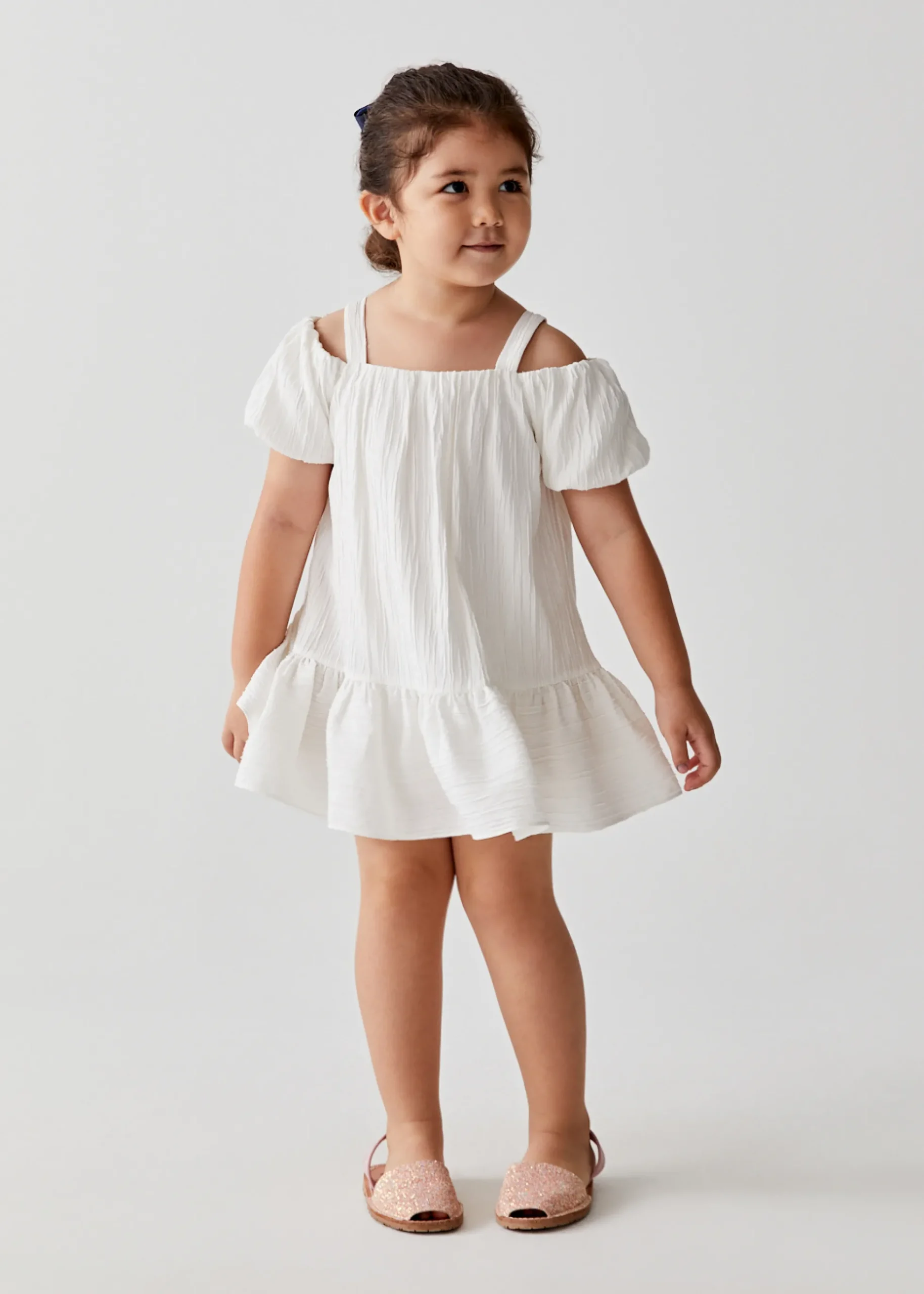Rieka Ruffle Hem Cold Shoulder Textured Dress