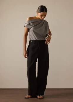 Riyo Adjustable Waist Elastic Twill Barrel Pants