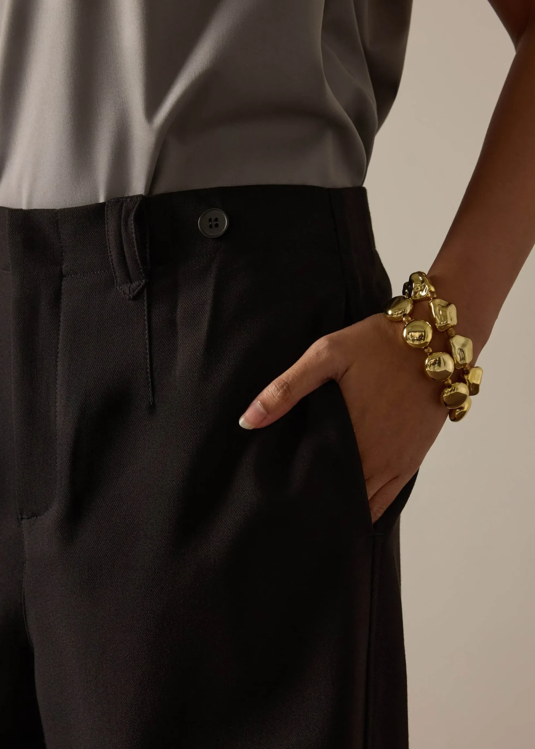 Riyo Adjustable Waist Elastic Twill Barrel Pants