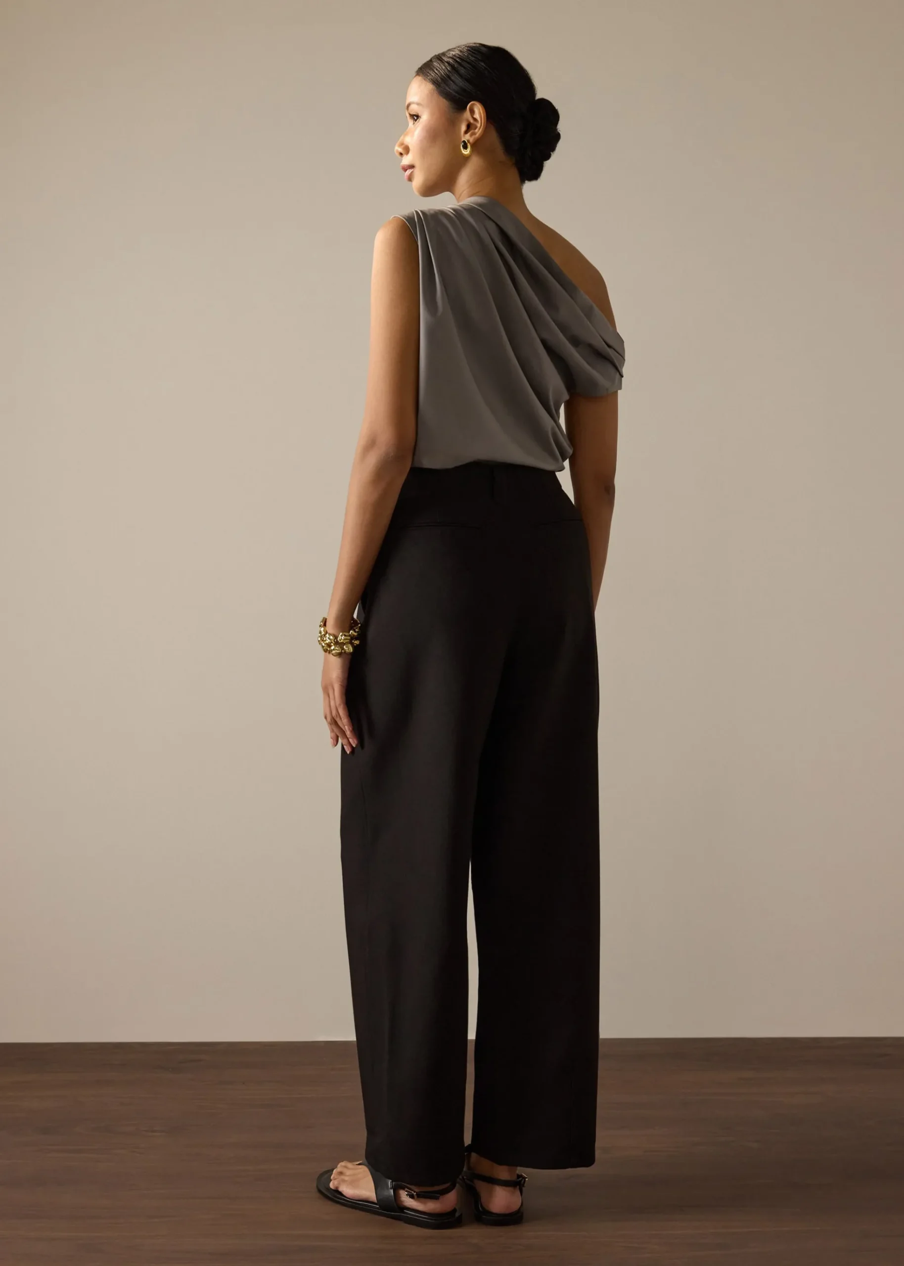 Riyo Adjustable Waist Elastic Twill Barrel Pants