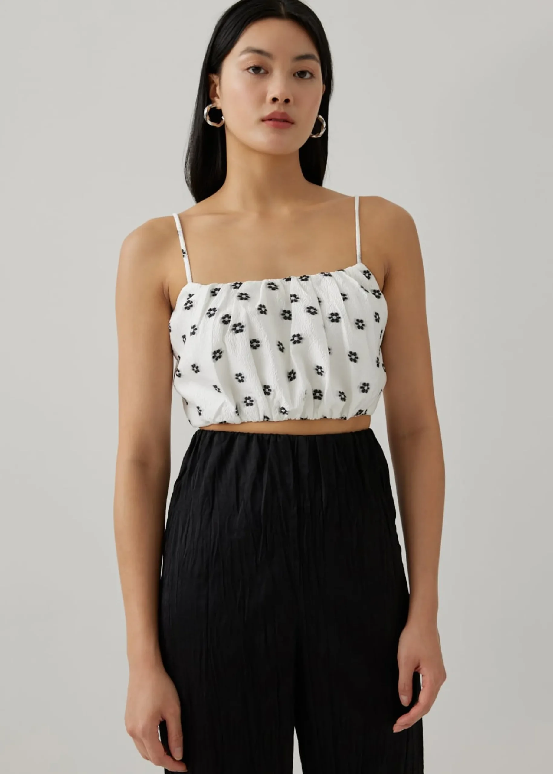 Ronette Elastic Jacquard Ruched Top
