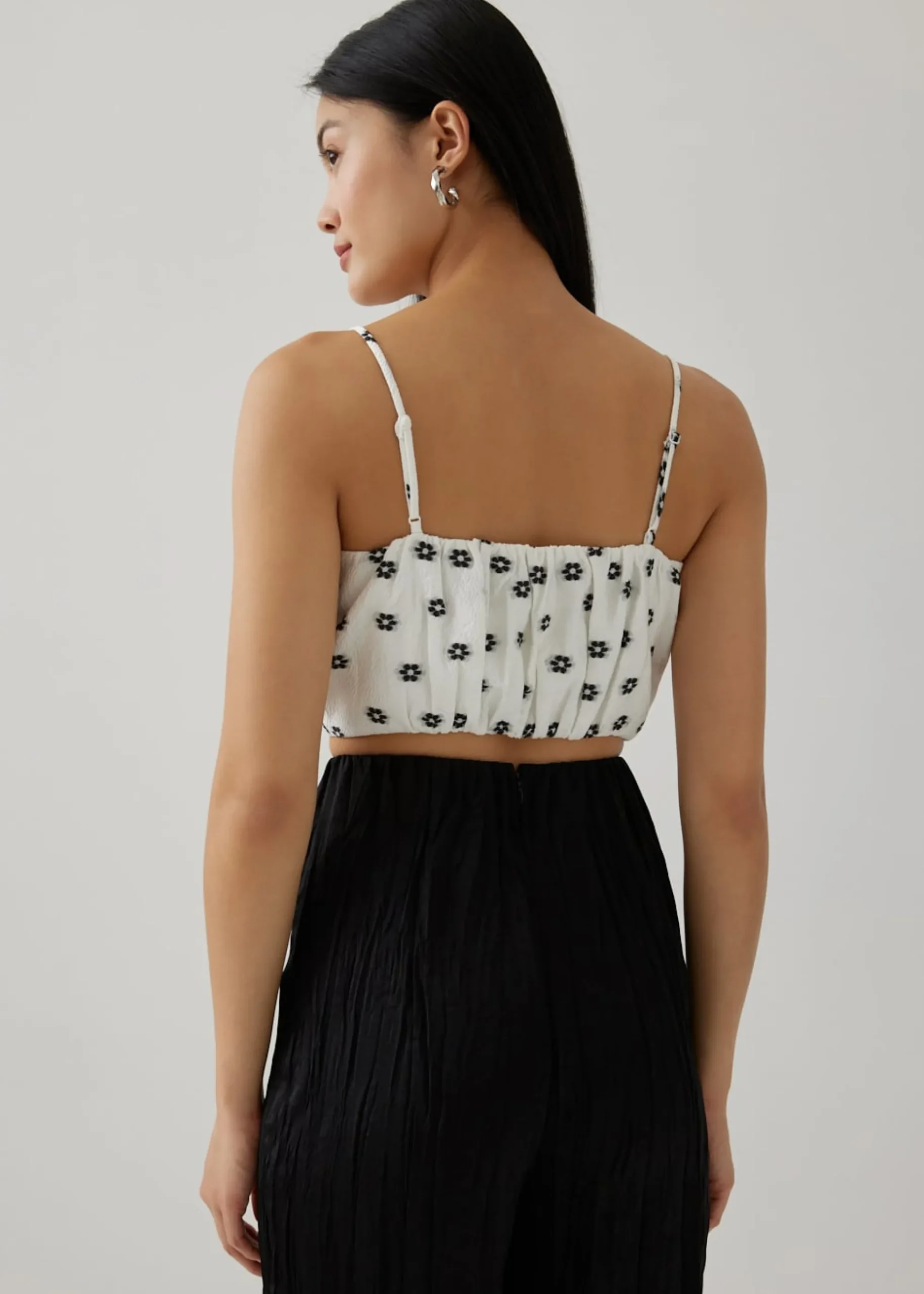 Ronette Elastic Jacquard Ruched Top