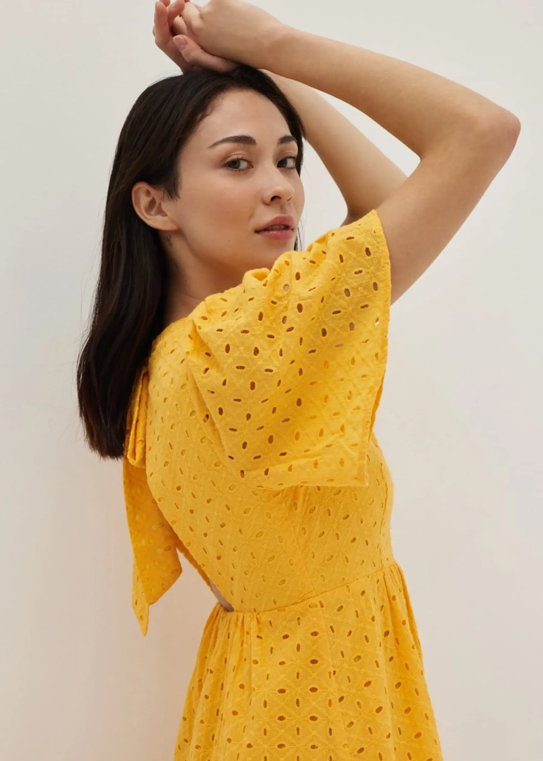 Rosaleen Padded Broderie Tie Back Dress