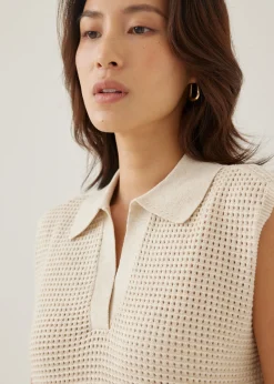 Roslyn Textured Relaxed Collared Tank Top