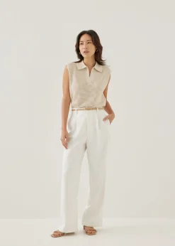 Roslyn Textured Relaxed Collared Tank Top