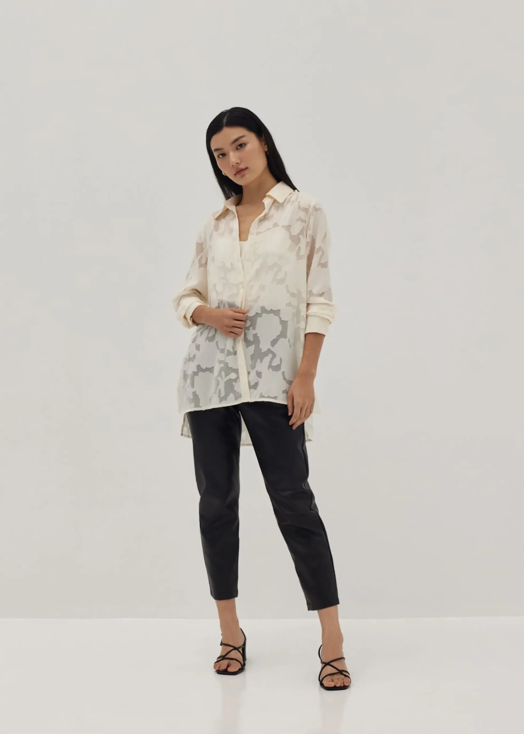 Rosy Lace-Up Collar Shirt