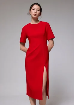 Round Neck Column Midaxi Dress