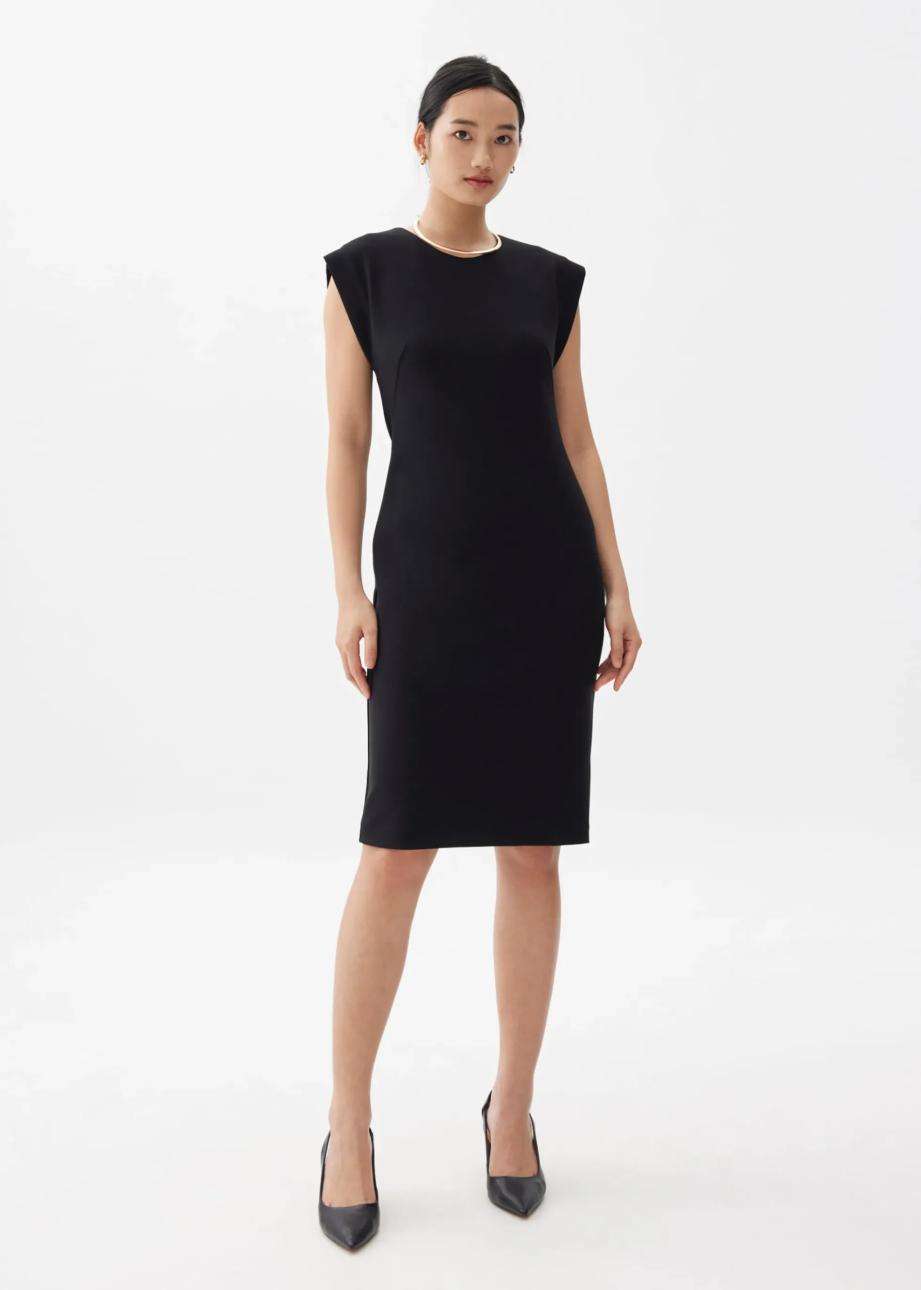Round Neck Column Midi Dress