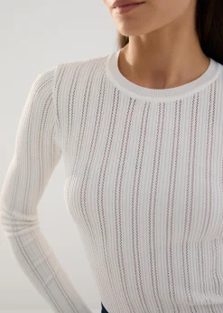 Round Neck Pointelle Knit Top