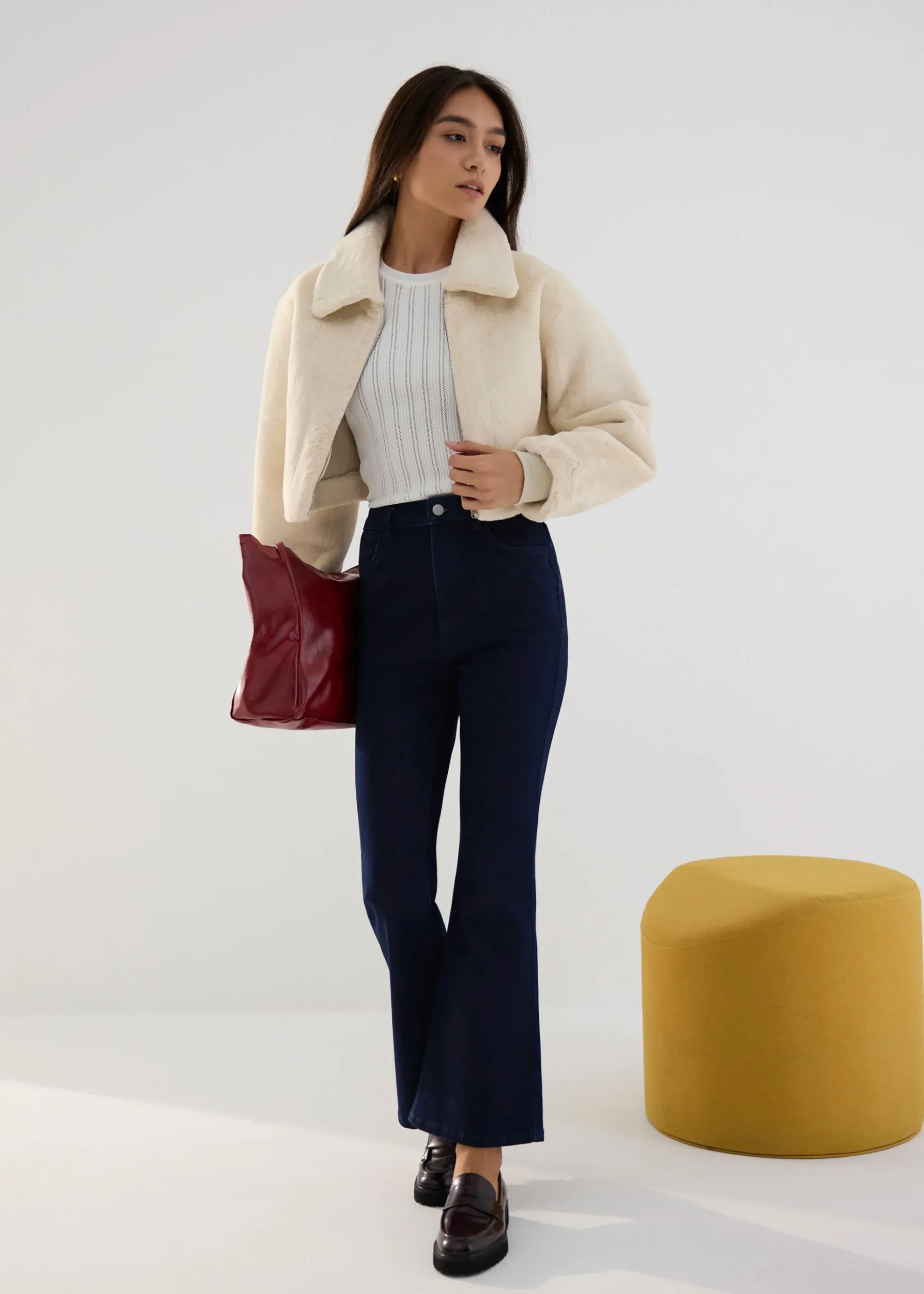 Round Neck Pointelle Knit Top