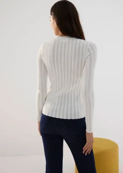 Round Neck Pointelle Knit Top