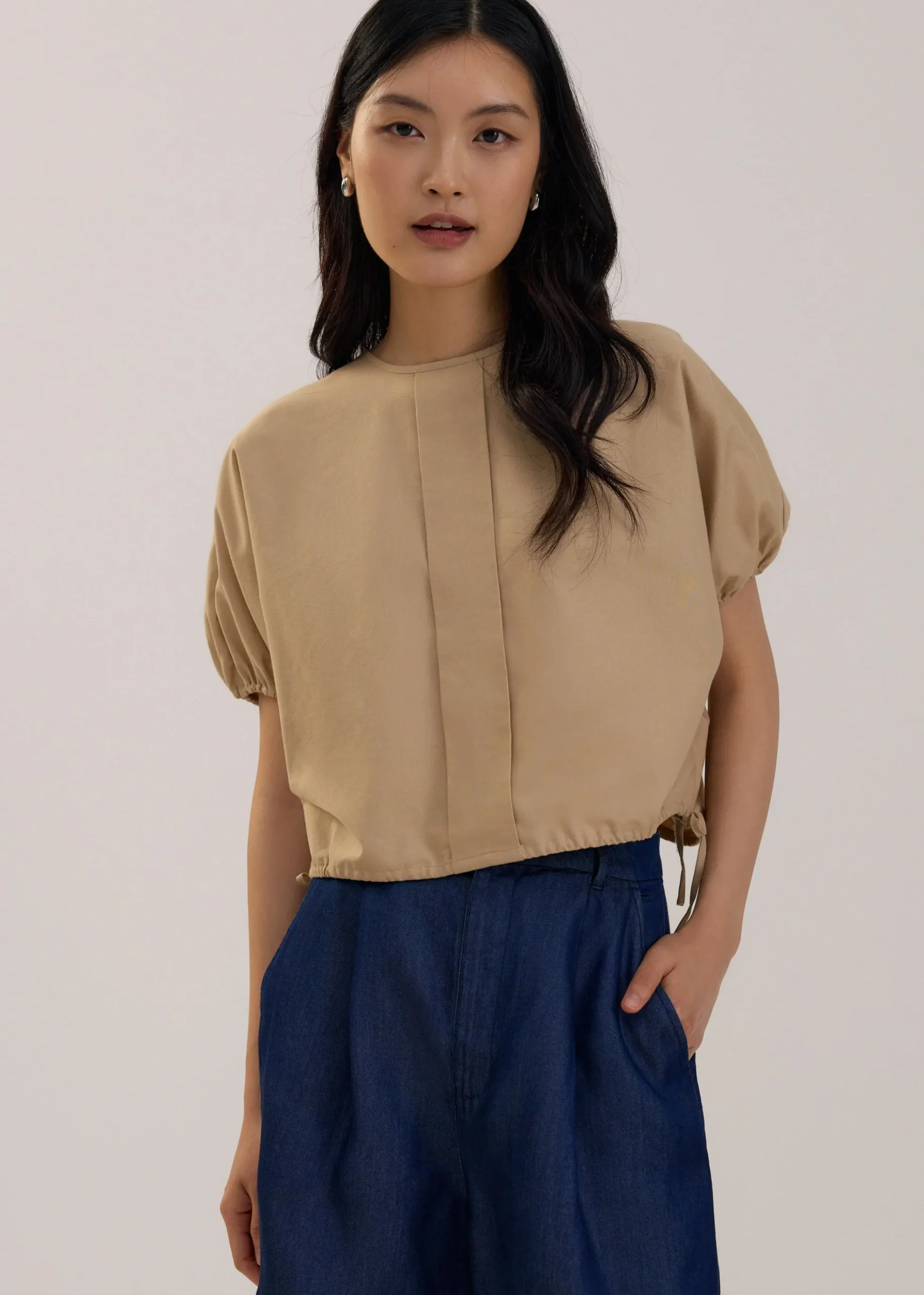 Round Neck Puff Sleeve Top