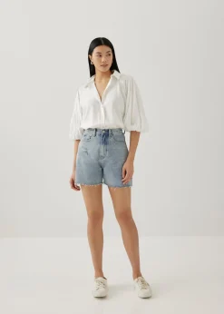 Rozette Collared Puff Sleeve Shirt