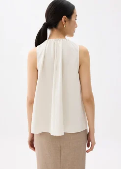 Ruched Round Neck Shell Top