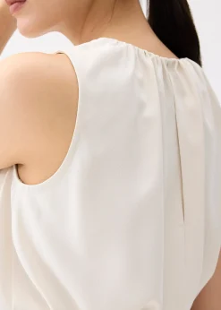 Ruched Round Neck Shell Top