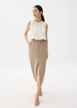 Ruched Round Neck Shell Top