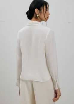 RuchedReady® Ada V-neck Satin Wrap Blouse