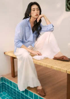RuchedReady® Oversized Striped Tunic Shirt