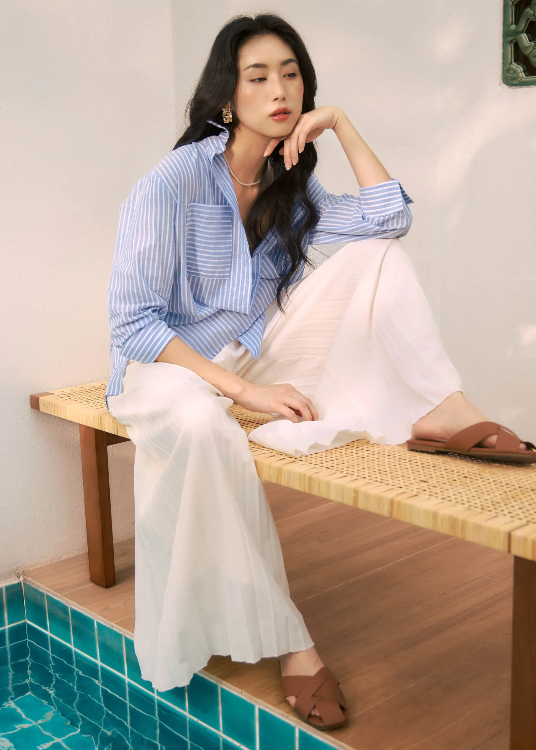 RuchedReady® Oversized Striped Tunic Shirt