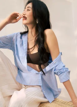 RuchedReady® Oversized Striped Tunic Shirt