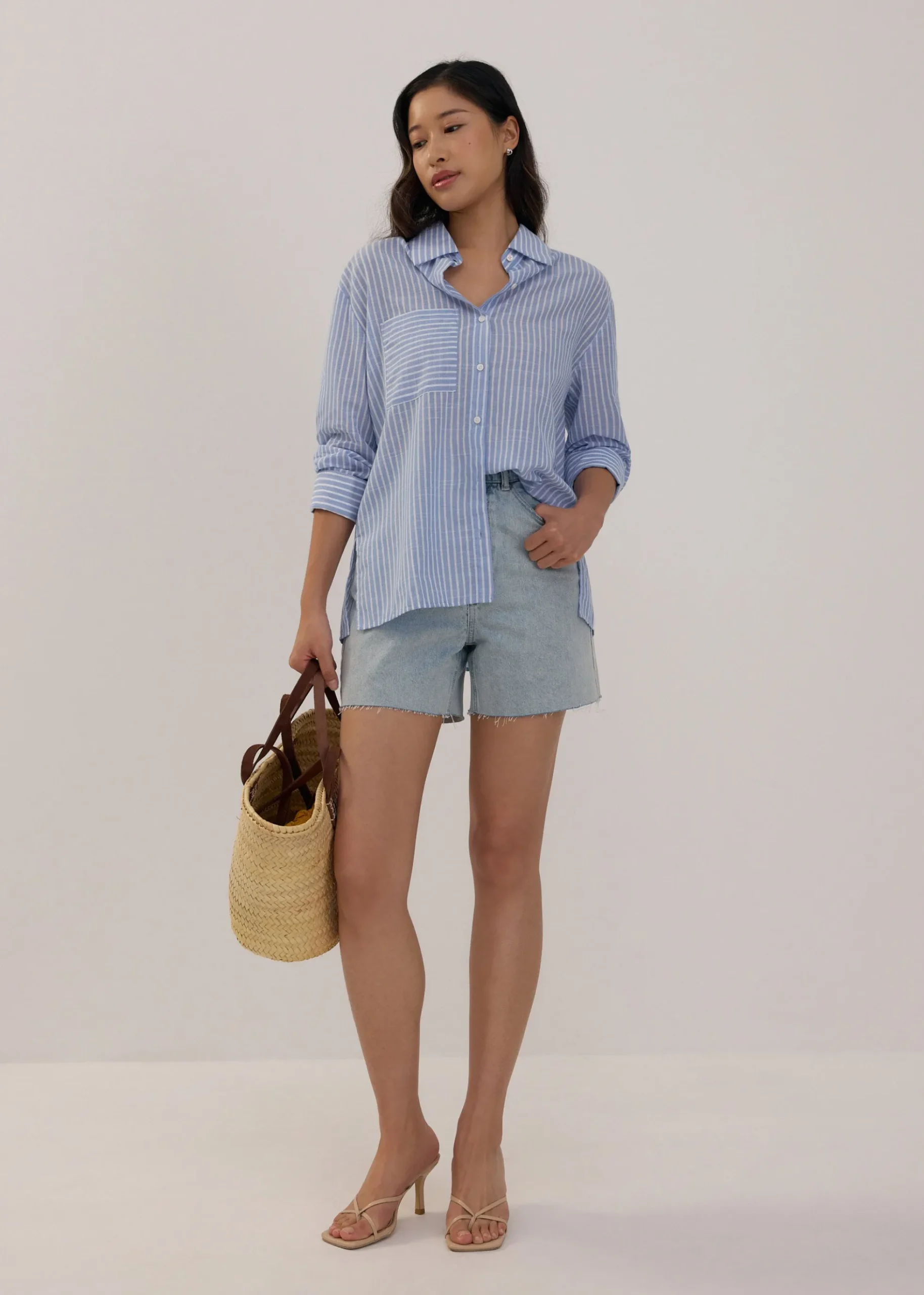 RuchedReady® Oversized Striped Tunic Shirt