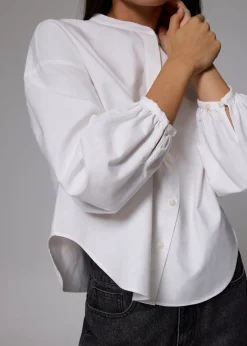 RuchedReady® Relaxed Cotton Collared Blouse