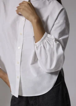 RuchedReady® Relaxed Cotton Collared Blouse