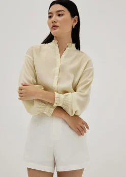 Ruffle Mandarin Collar Shirt