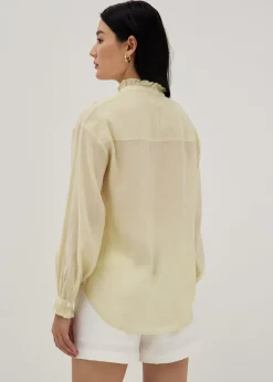 Ruffle Mandarin Collar Shirt