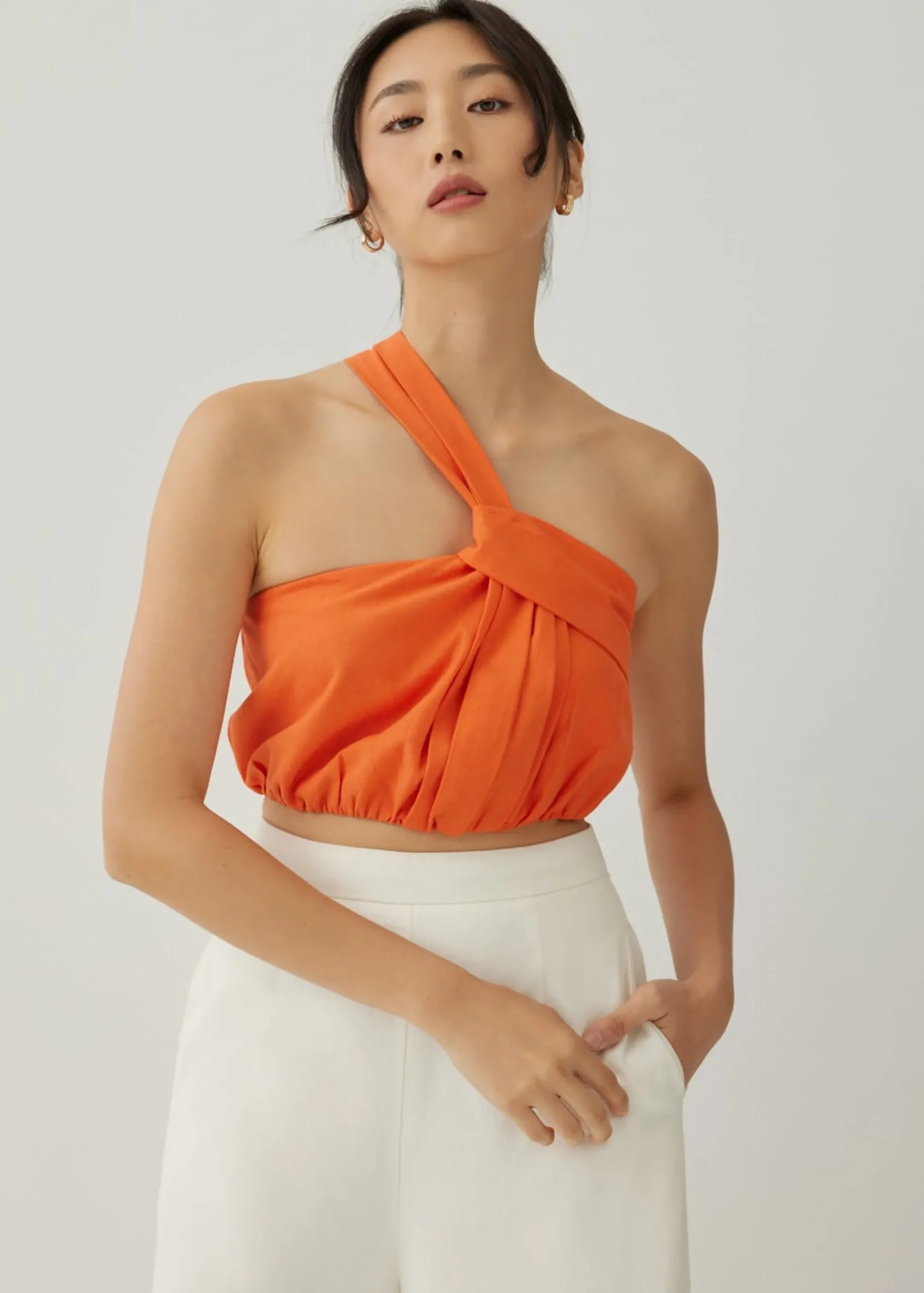 Ruperta Linen Asymmetric Crop Top