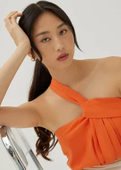Ruperta Linen Asymmetric Crop Top