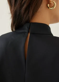 Sally Satin V-neck Batwing Blouse