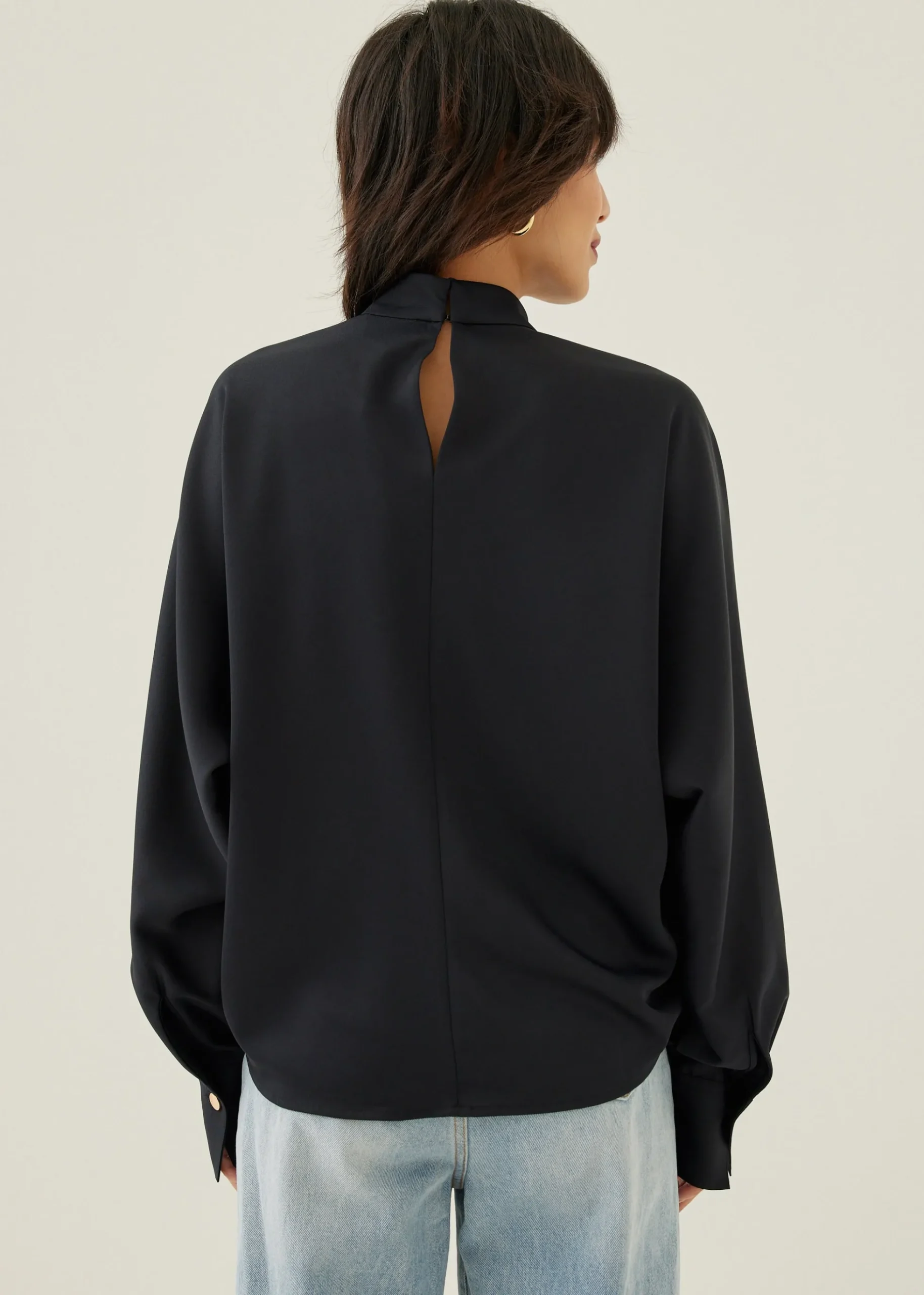Sally Satin V-neck Batwing Blouse