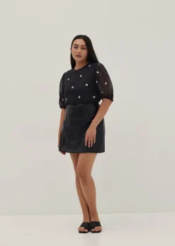 Salma Embroidered Organza Lace Top