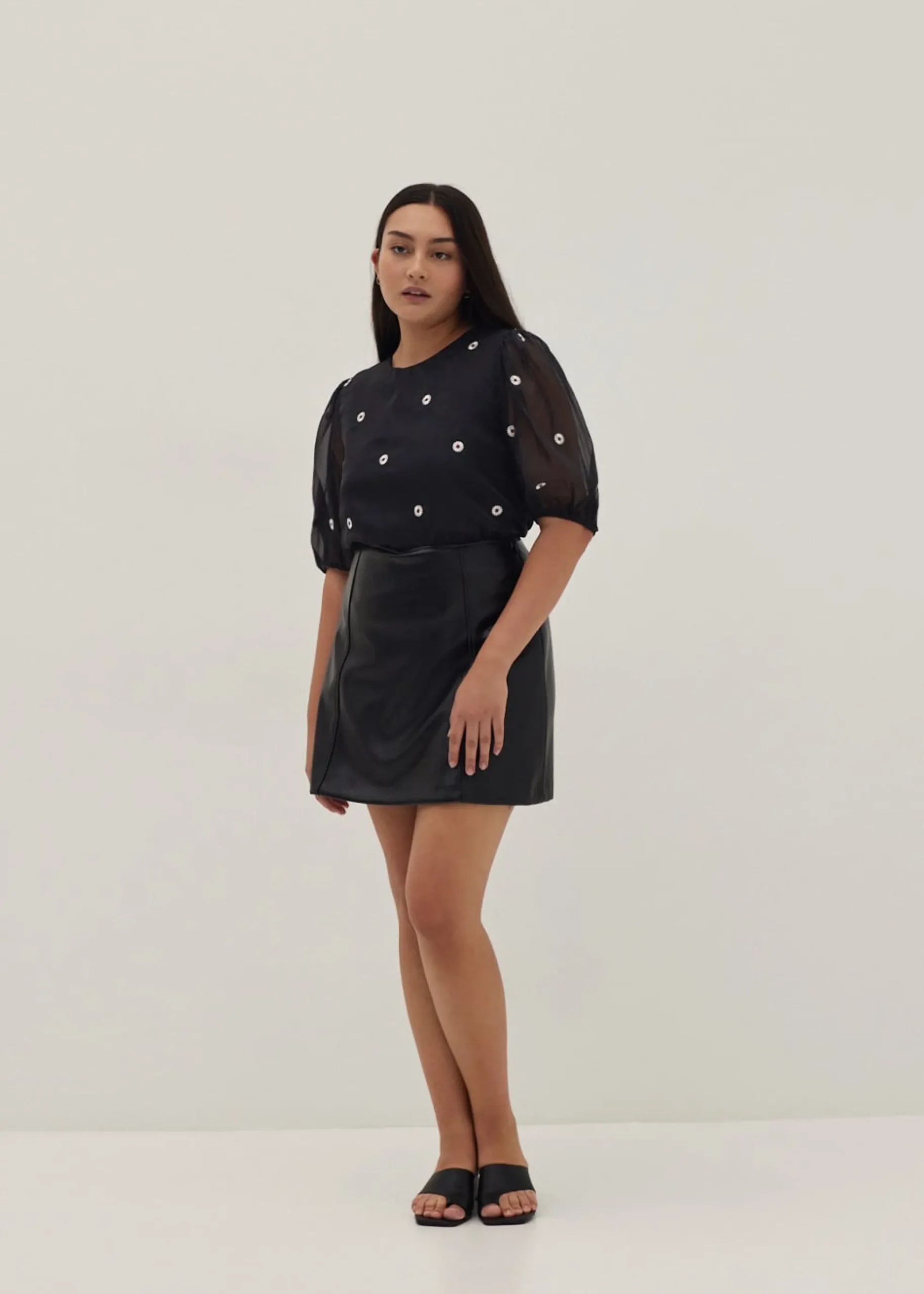 Salma Embroidered Organza Lace Top