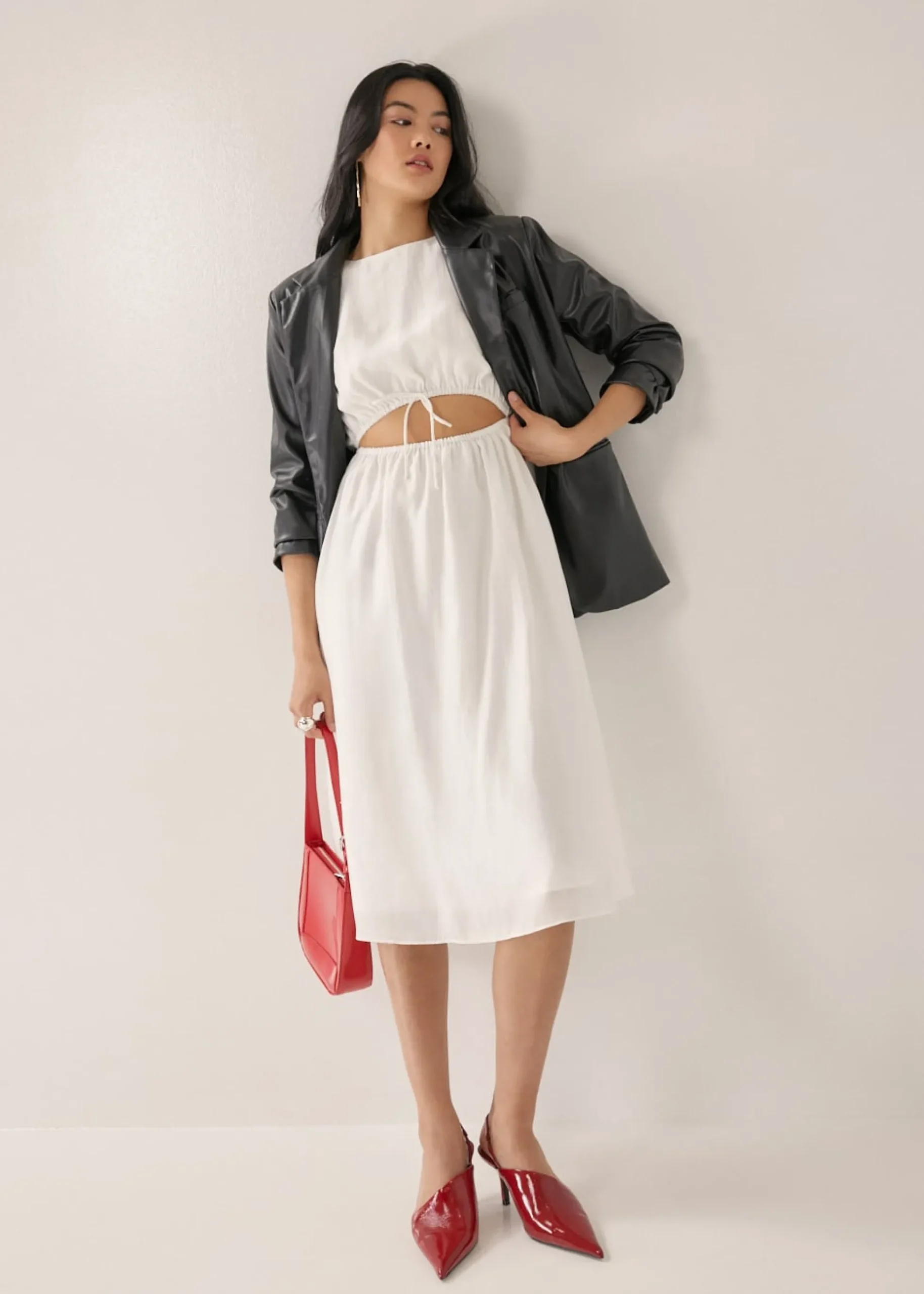 Salome Elastic Reversible Flare Midi Dress