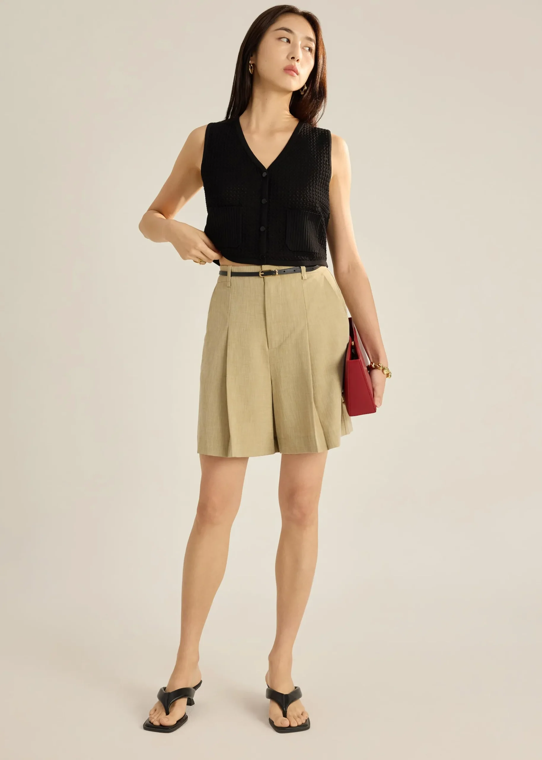 Samia Waffle Knit Crop Vest Top