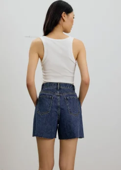 Sana High Waist Fray Denim Shorts