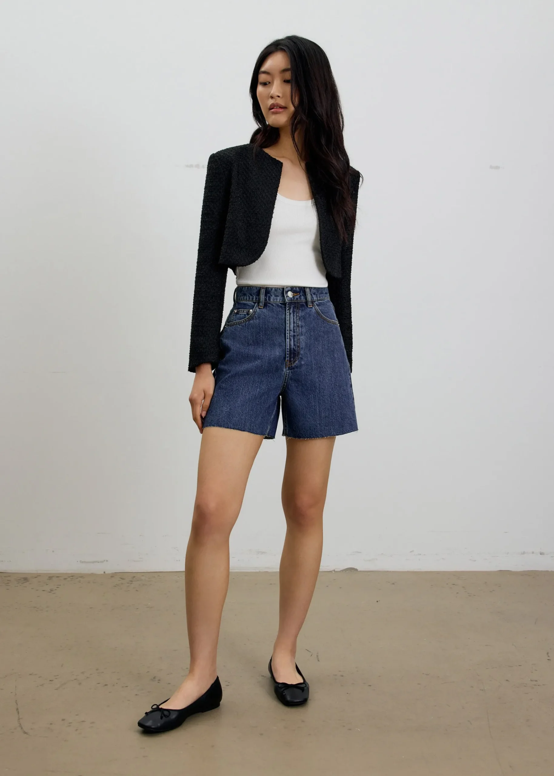 Sana High Waist Fray Denim Shorts