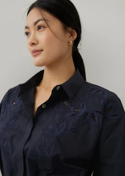 Sansa Openwork Embroidered Shirt Dress