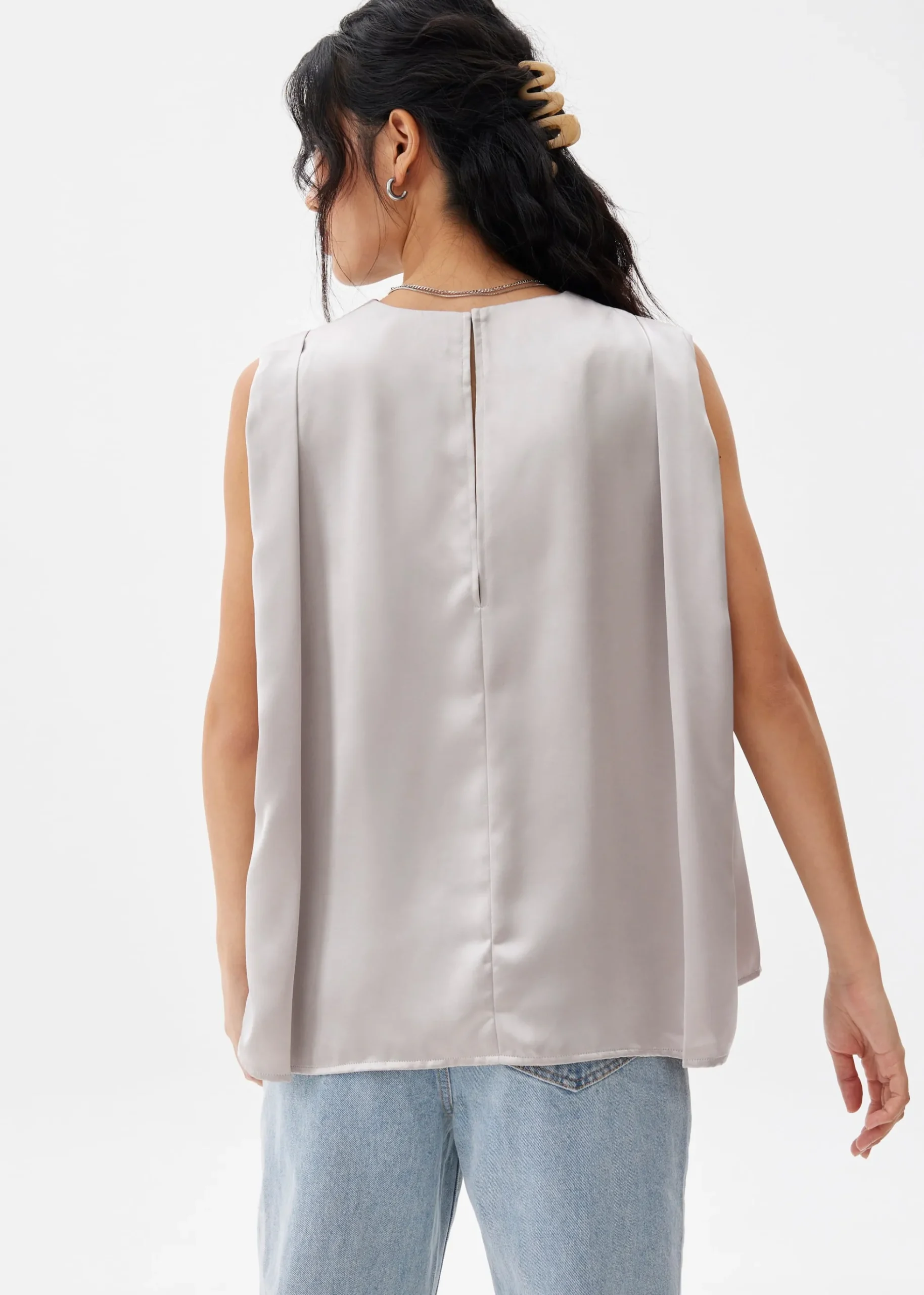 Satin Boxy Shell Top